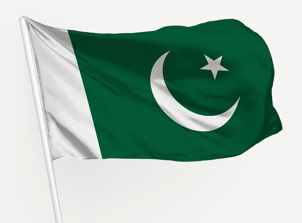 Waving Pakistani flag, national symbol graphic