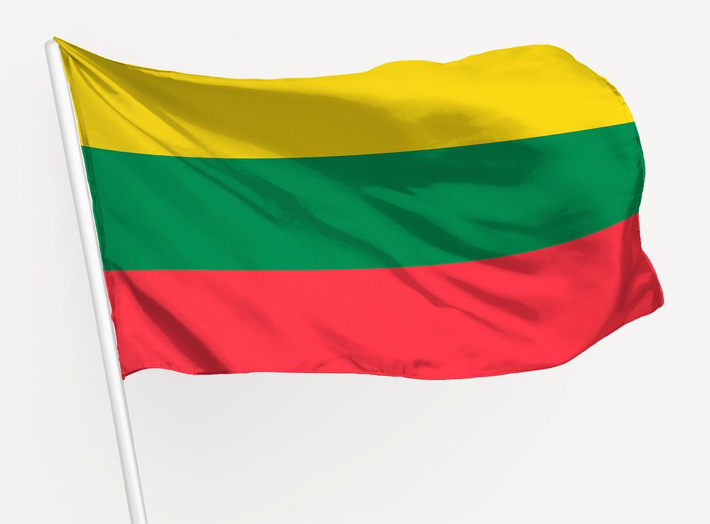 Waving Lithuania flag, national symbol graphic