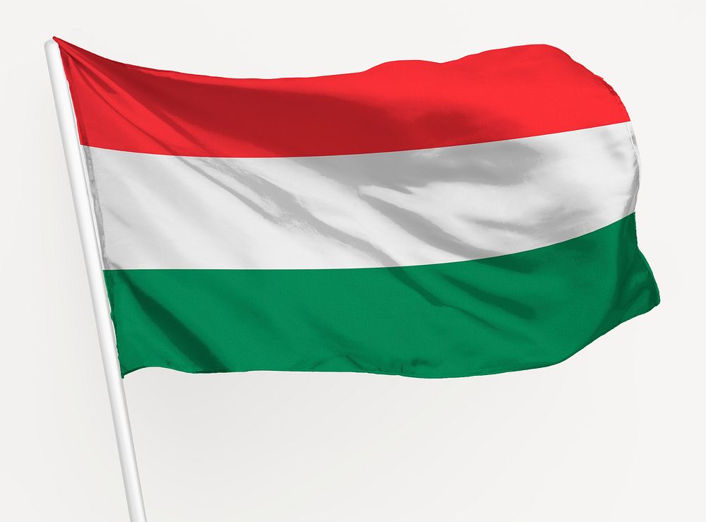 Waving Hungarian flag, national symbol graphic