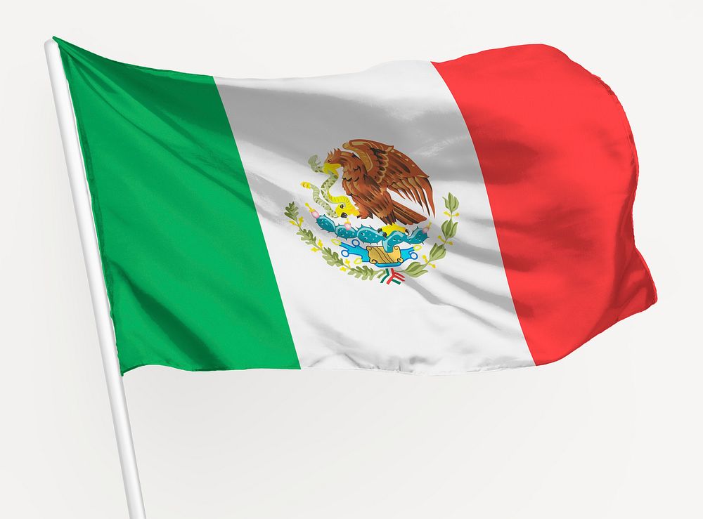Waving Mexican flag, national symbol graphic