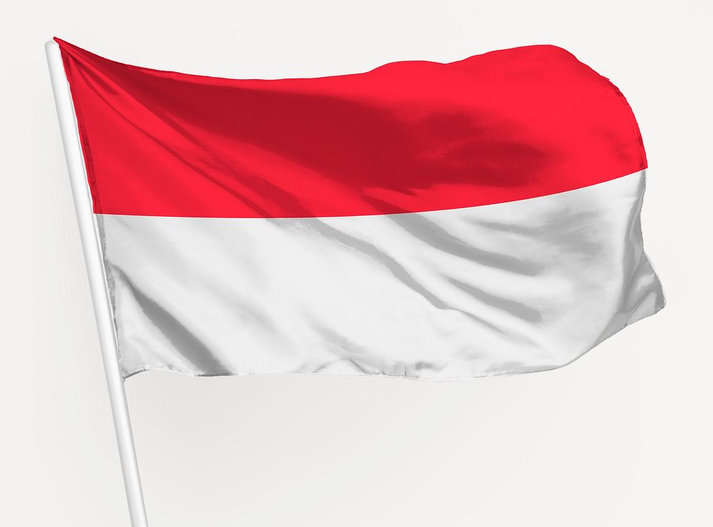 Waving Indonesian flag, national symbol graphic