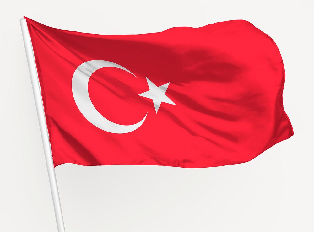 Waving Turkey flag, national symbol graphic