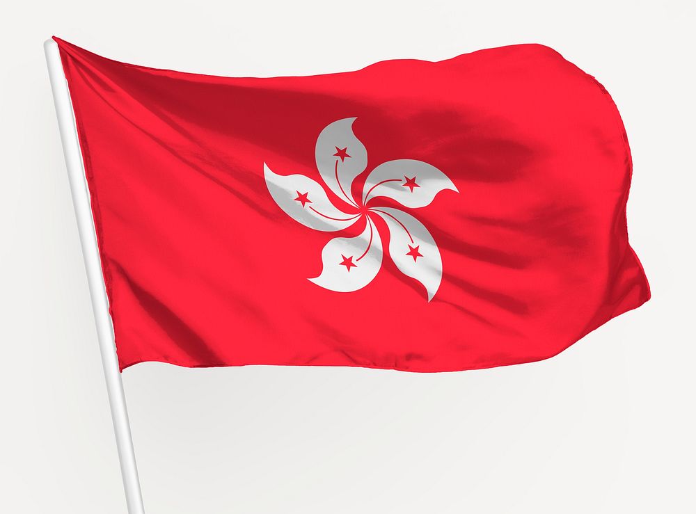 Waving Hong Kong flag, national symbol graphic