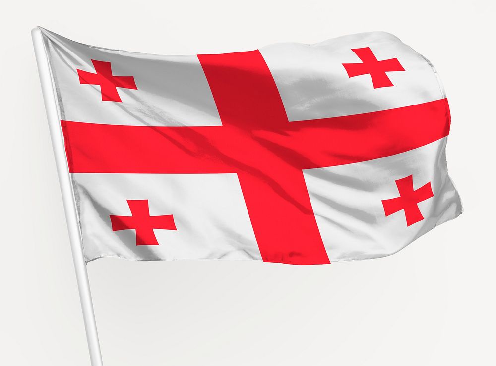 Waving Georgian flag, national symbol graphic