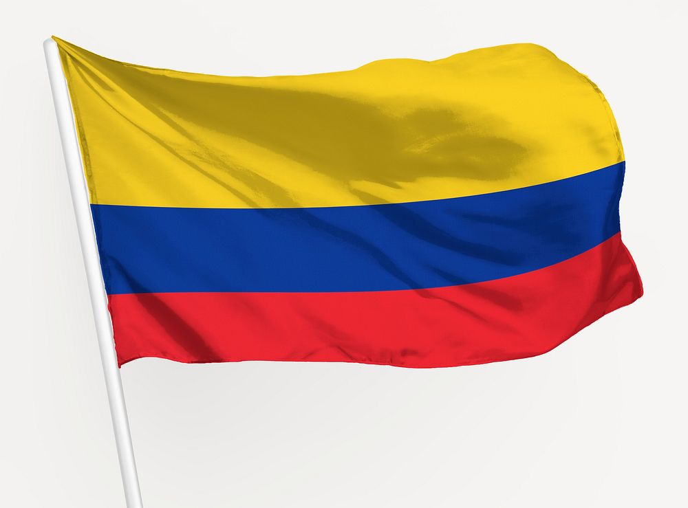 Waving Colombian flag, national symbol graphic