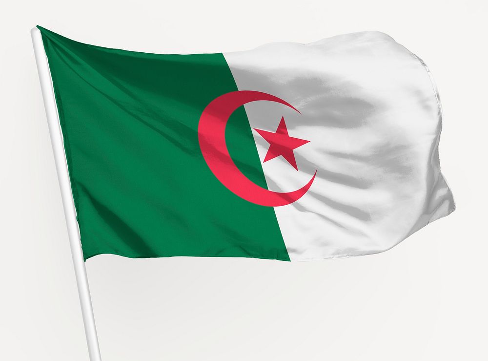 Waving Algeria flag, national symbol graphic