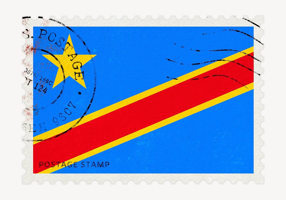 Congo flag clipart, postage stamp