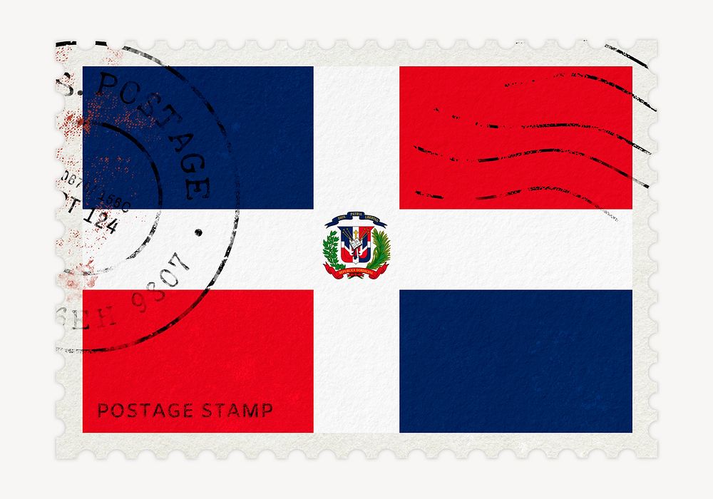 Dominican Republic flag clipart, postage stamp
