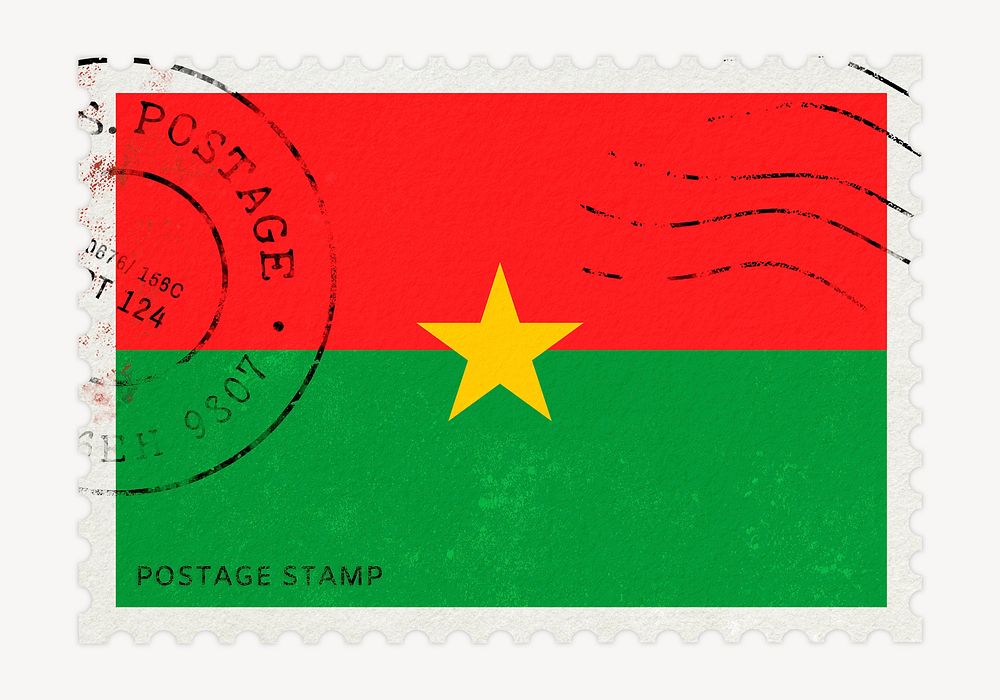 Burkina flag clipart, postage stamp