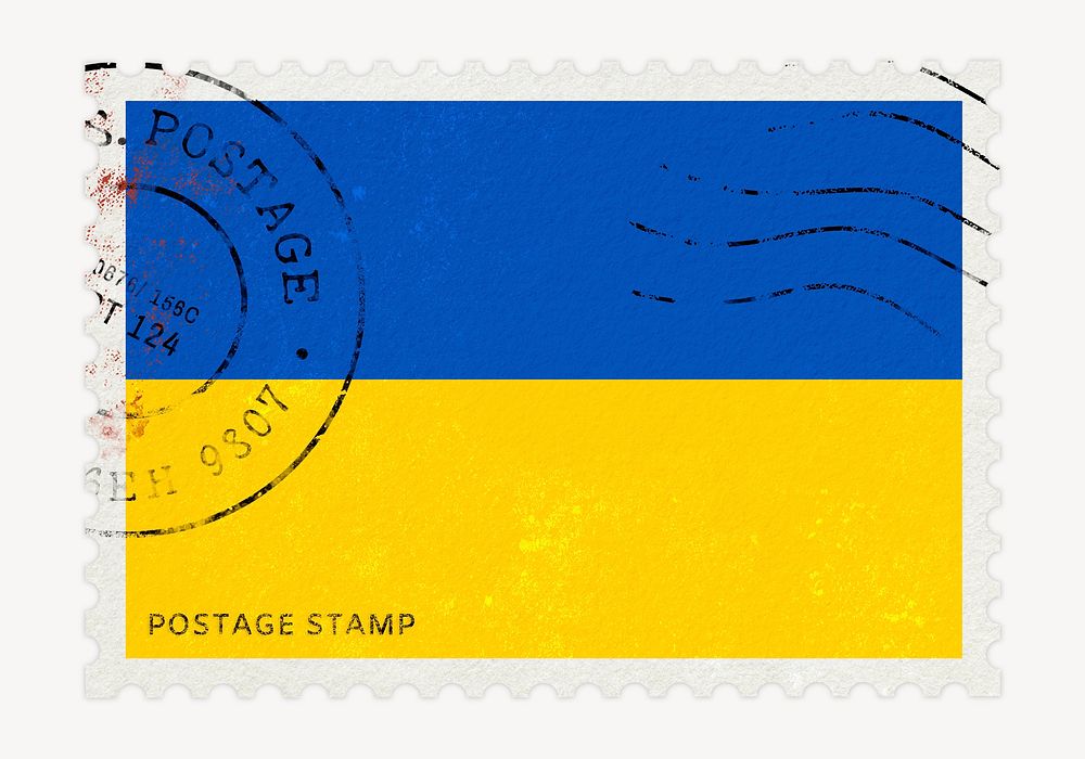 Ukraine flag clipart, postage stamp
