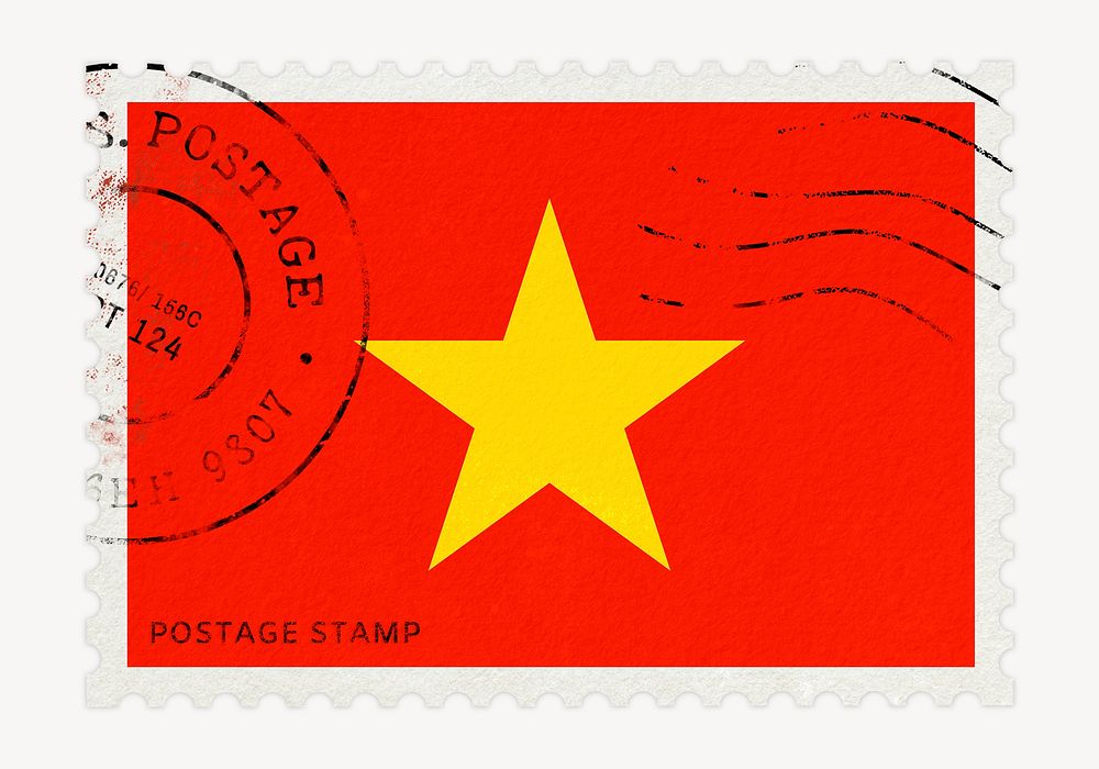 Vietnam flag clipart, postage stamp