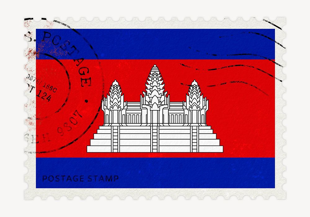 Cambodia flag clipart, postage stamp