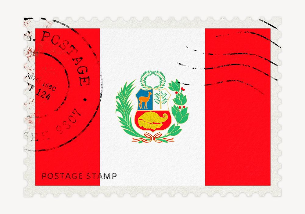 Peru flag clipart, postage stamp