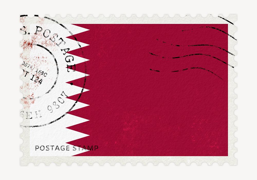 Qatar flag clipart, postage stamp