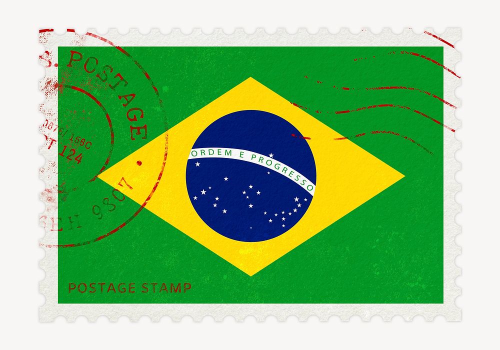 Brazil flag clipart, postage stamp