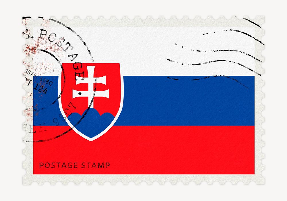 Slovakia flag clipart, postage stamp