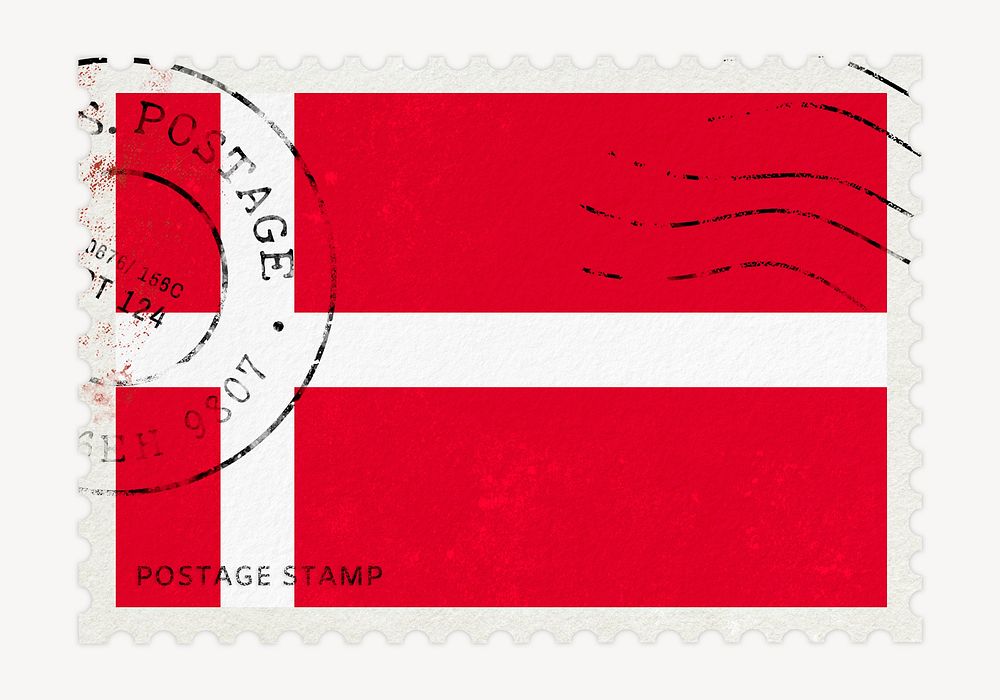 Denmark flag clipart, postage stamp