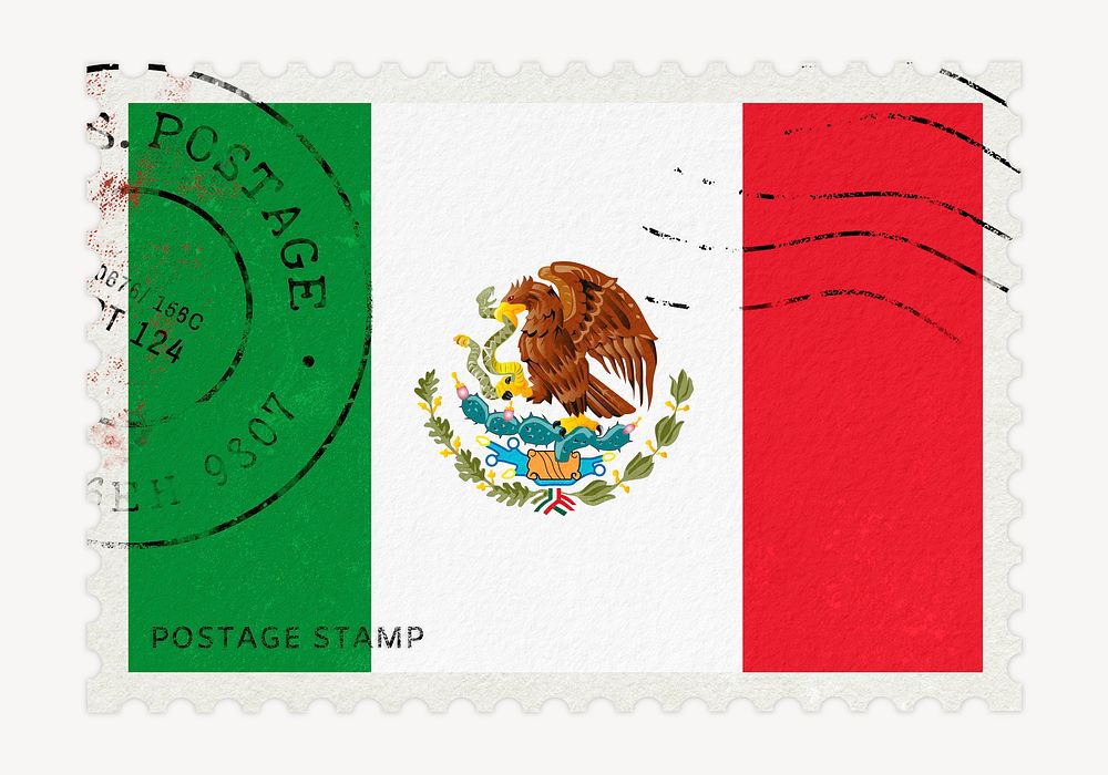 Mexico flag clipart, postage stamp