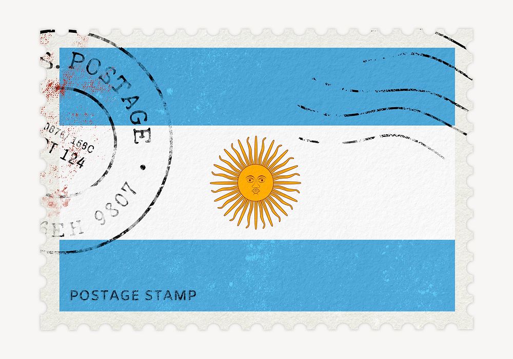 Argentina flag clipart, postage stamp