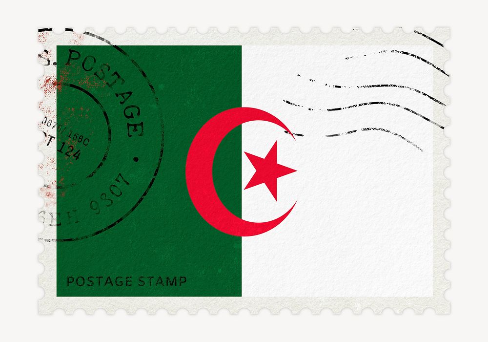 Algeria flag clipart, postage stamp