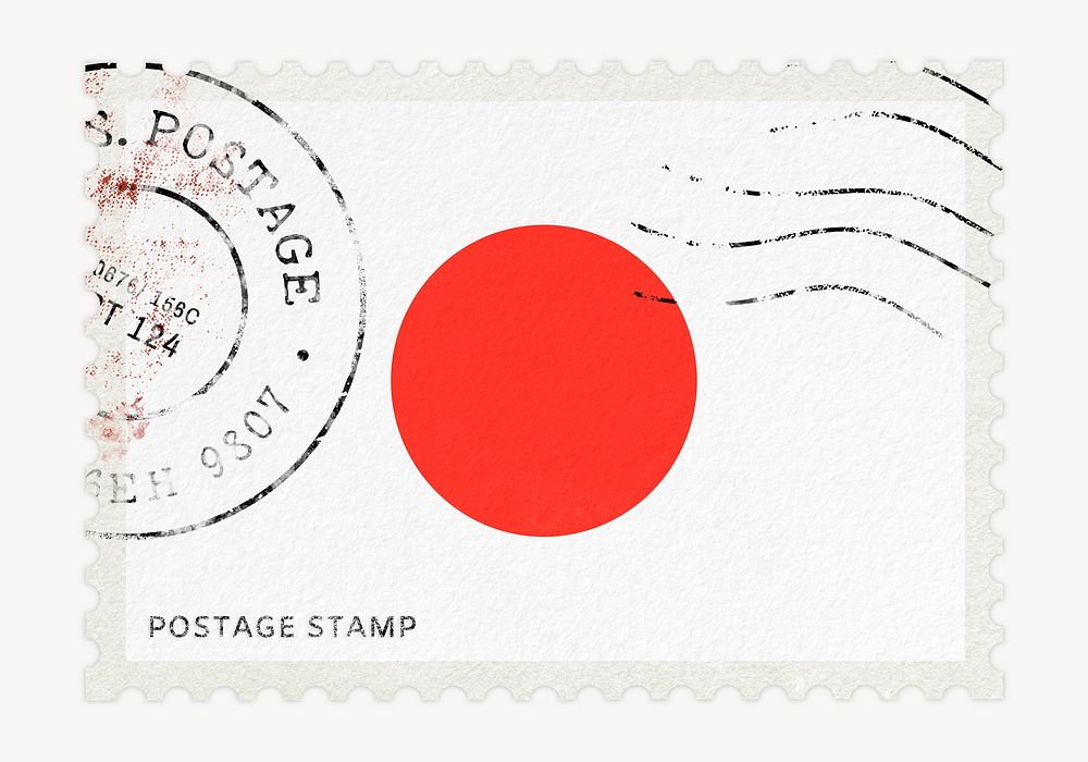 Japan flag clipart, postage stamp