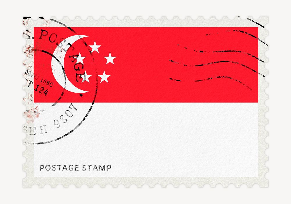 Singapore flag clipart, postage stamp