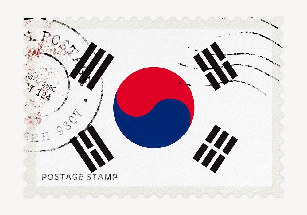 South Korea flag clipart, postage stamp
