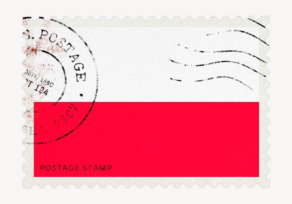 Poland flag clipart, postage stamp