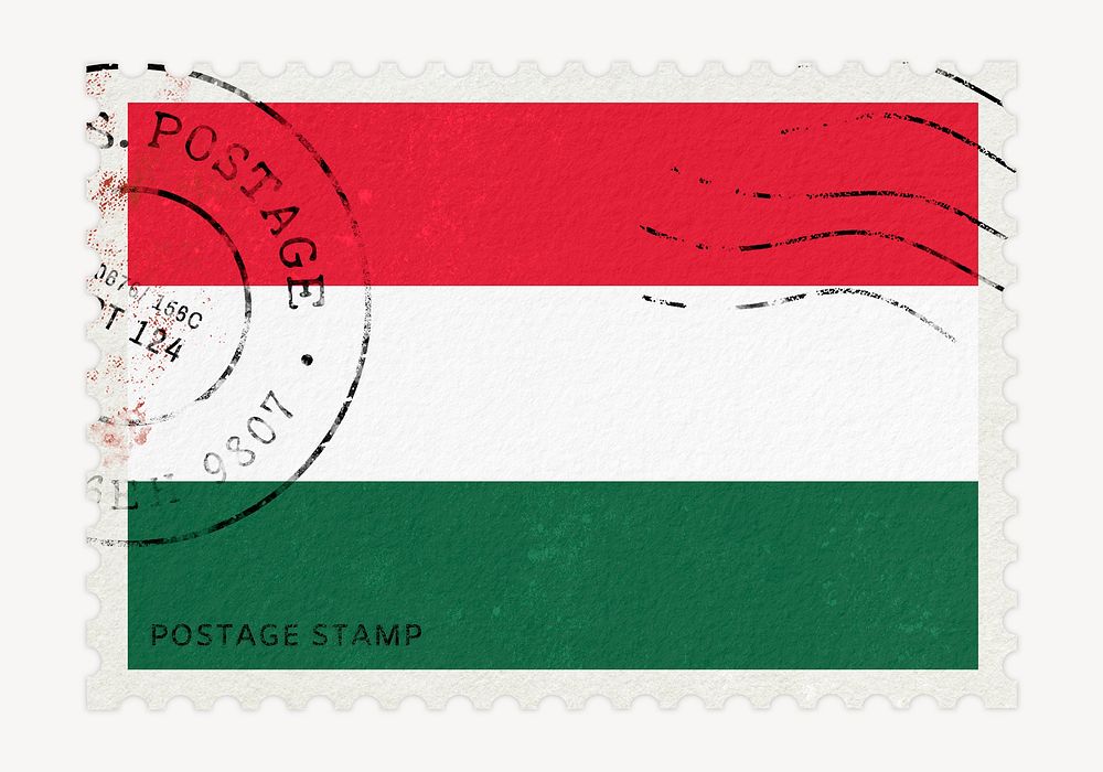Hungary flag clipart, postage stamp