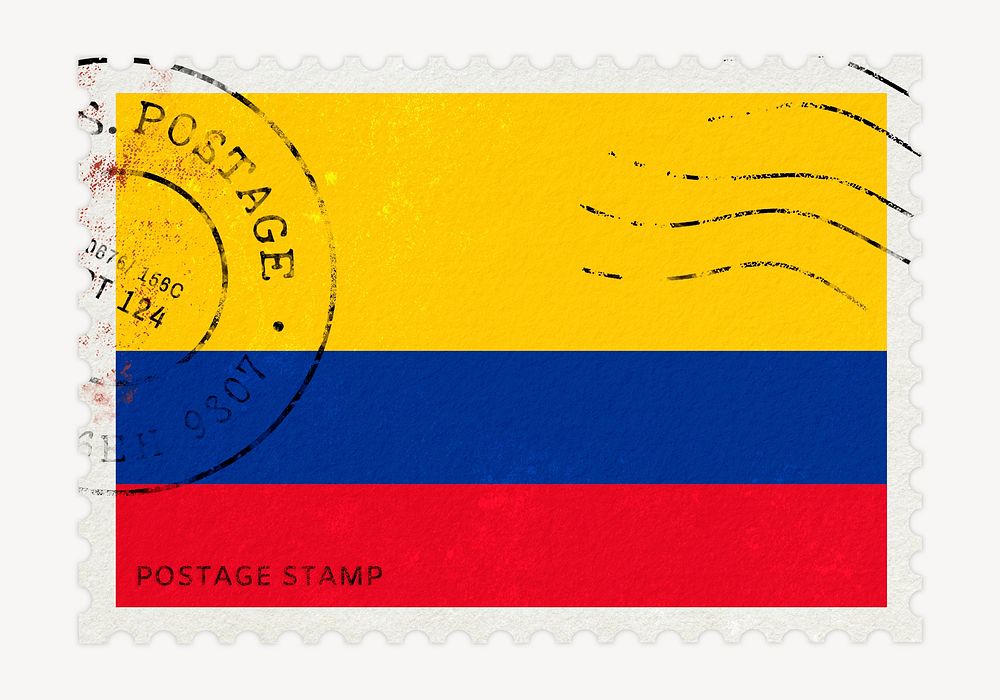 Colombia flag clipart, postage stamp