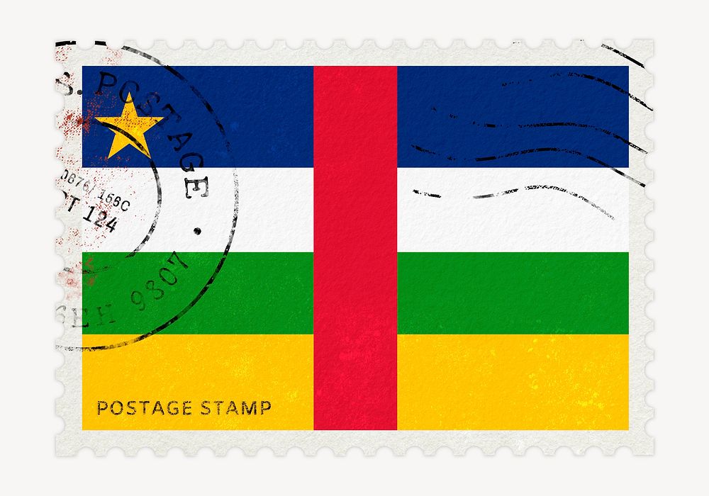 Central African Republic flag clipart, postage stamp