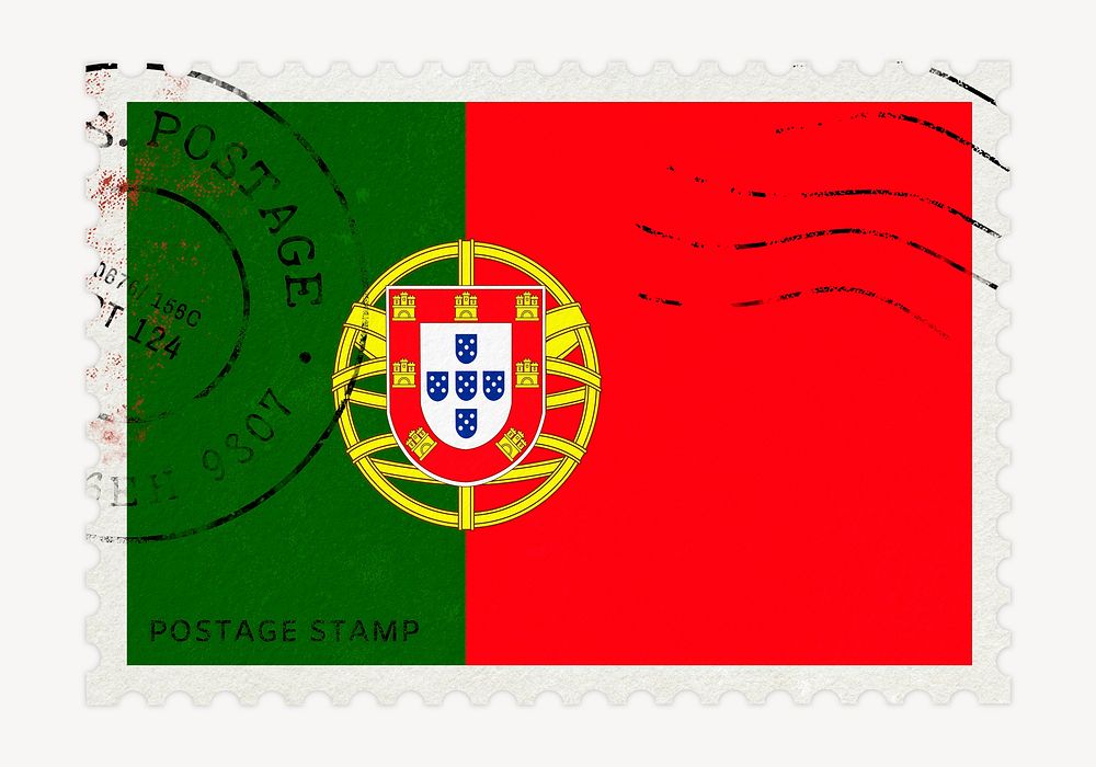 Portugal flag clipart, postage stamp