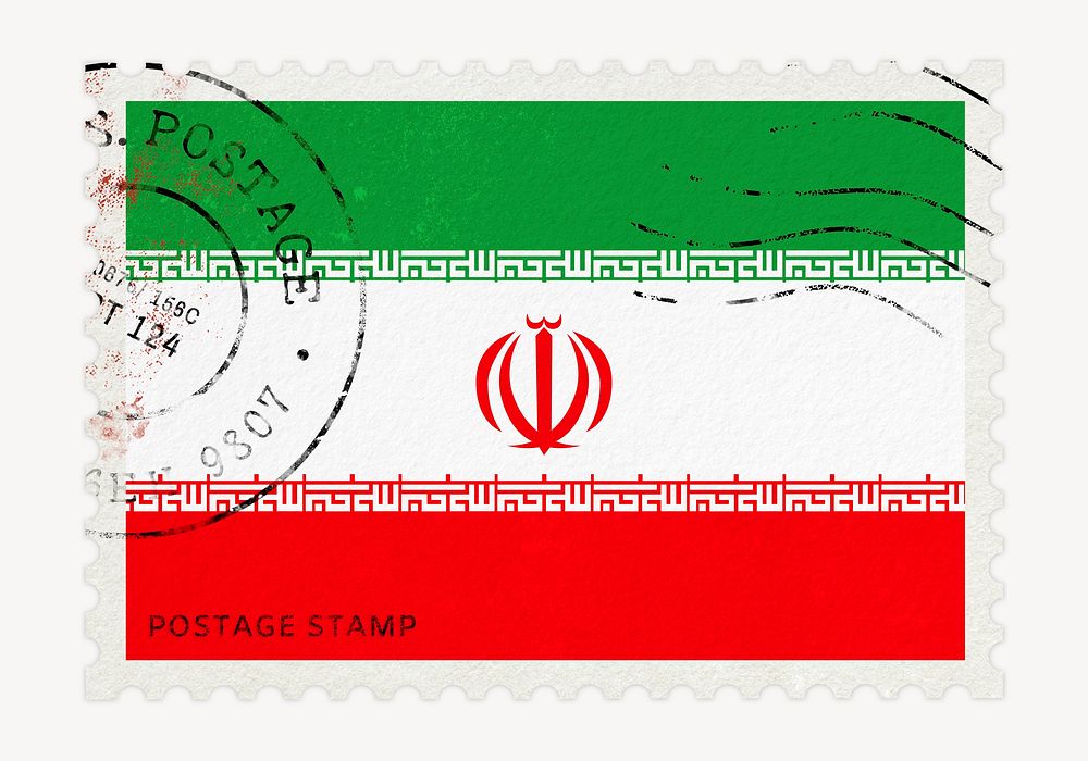 Iran flag clipart, postage stamp