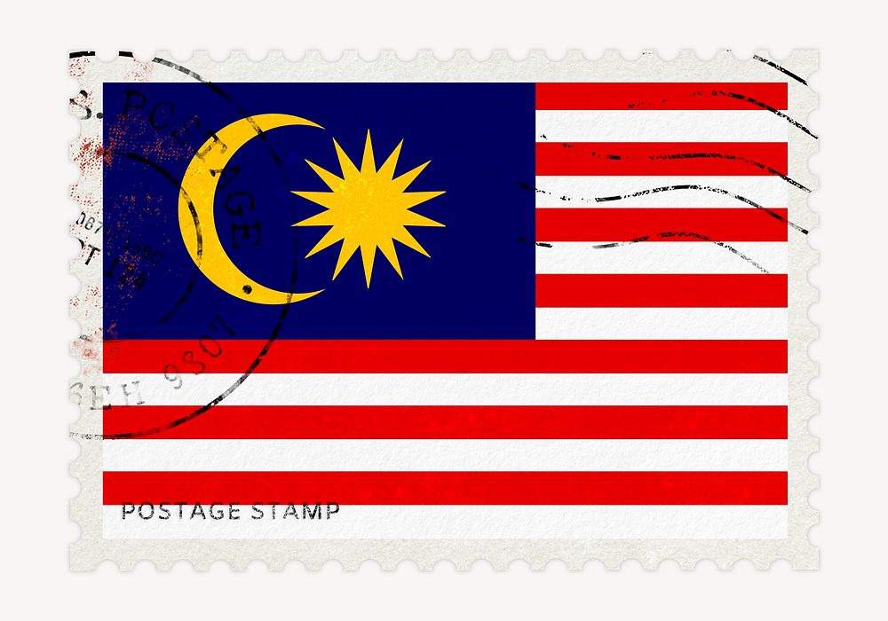 Malaysia flag clipart, postage stamp