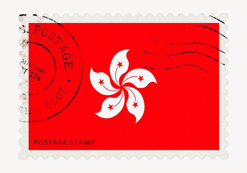 Hong Kong flag clipart, postage stamp