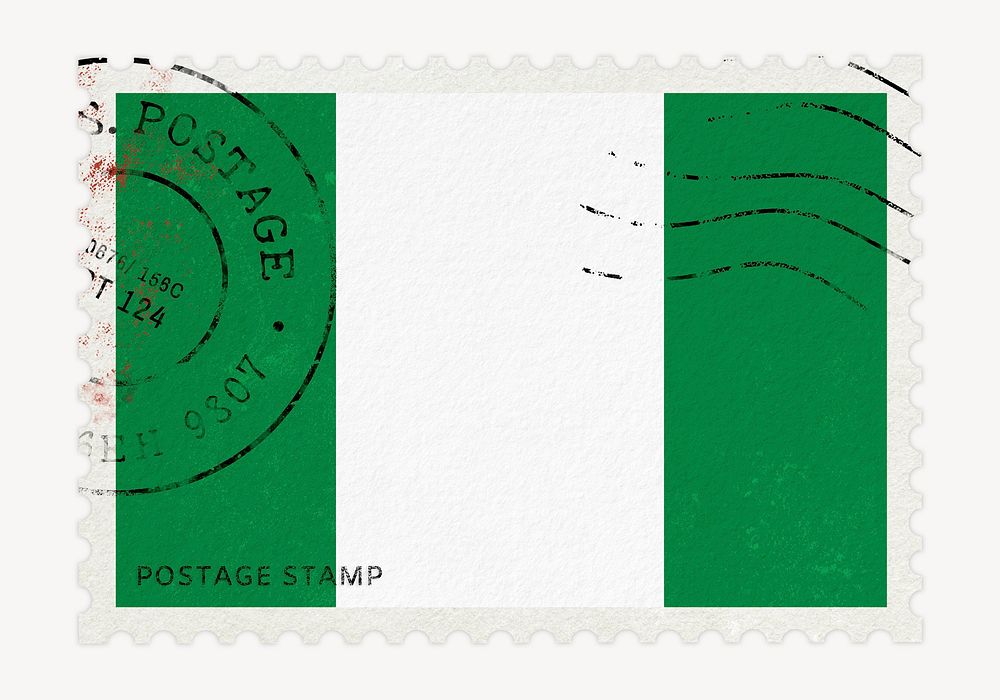 Nigeria flag clipart, postage stamp