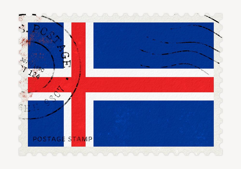 Iceland flag clipart, postage stamp