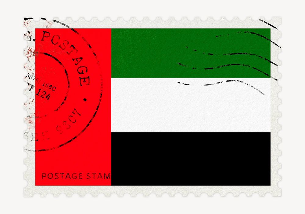 United Arab Emirates, UAE flag clipart, postage stamp