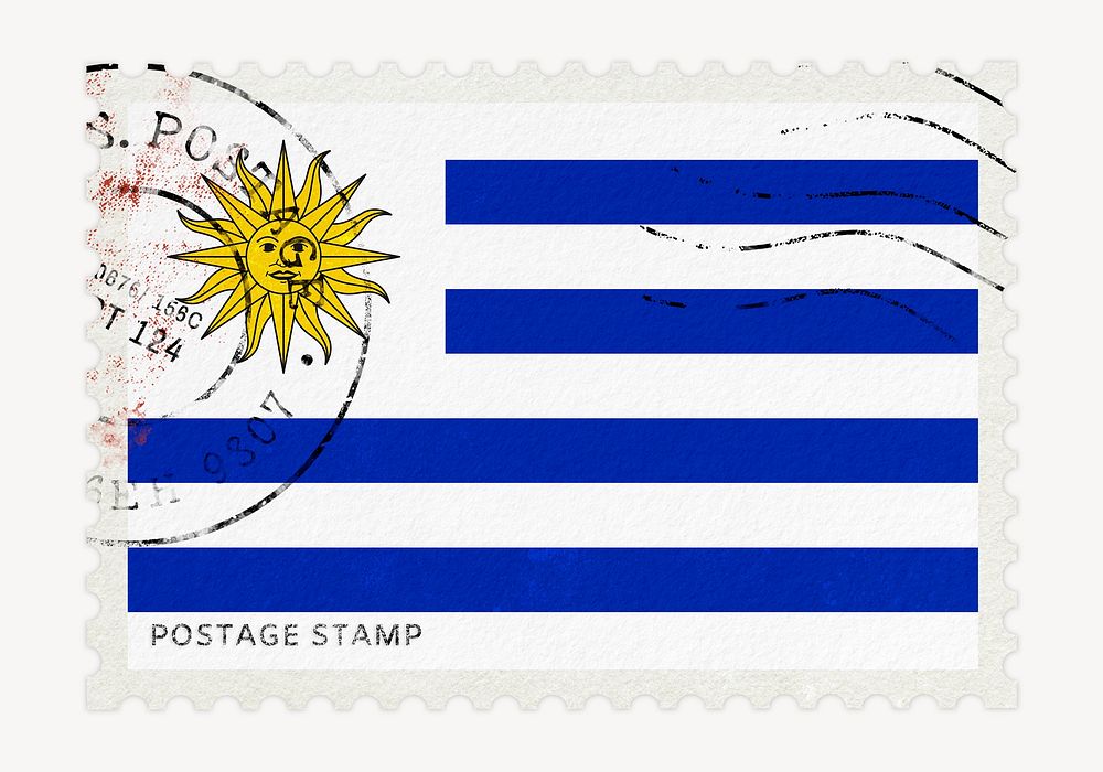 Uruguay flag clipart, postage stamp