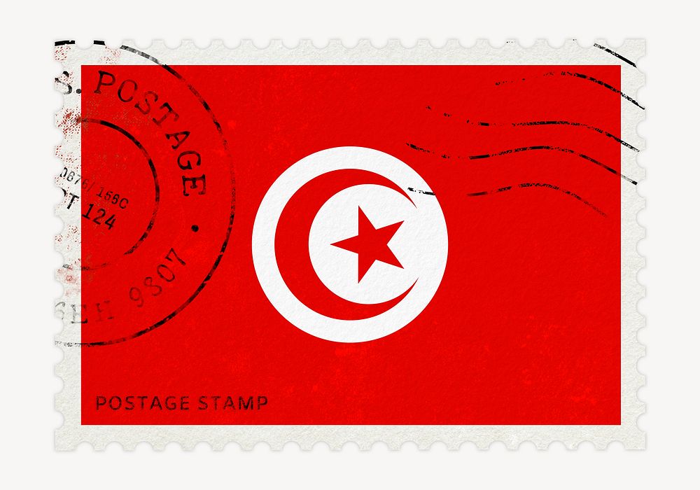 Tunisia flag clipart, postage stamp