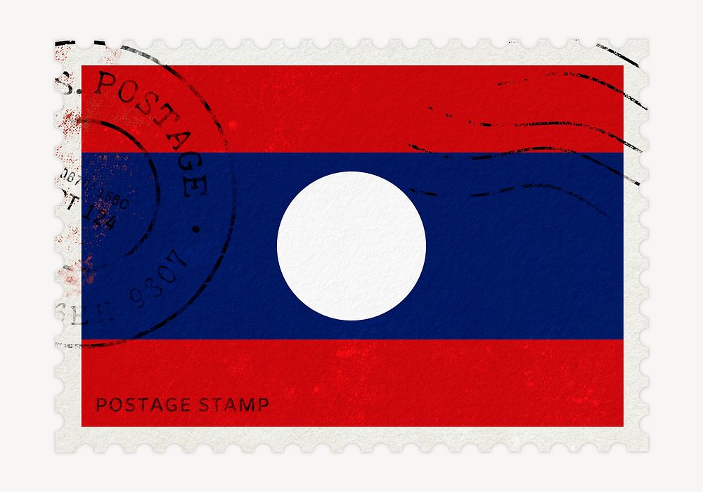 Laos flag clipart, postage stamp