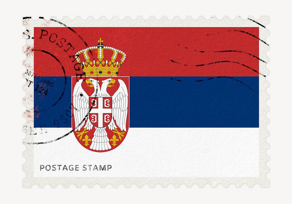 Serbia flag clipart, postage stamp