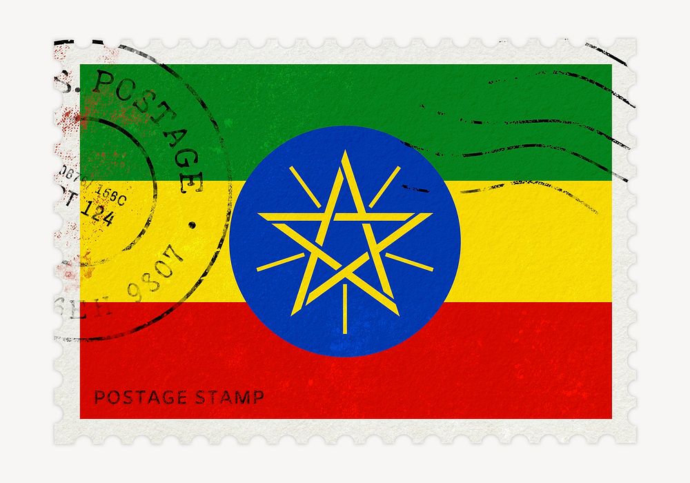 Ethiopia flag clipart, postage stamp