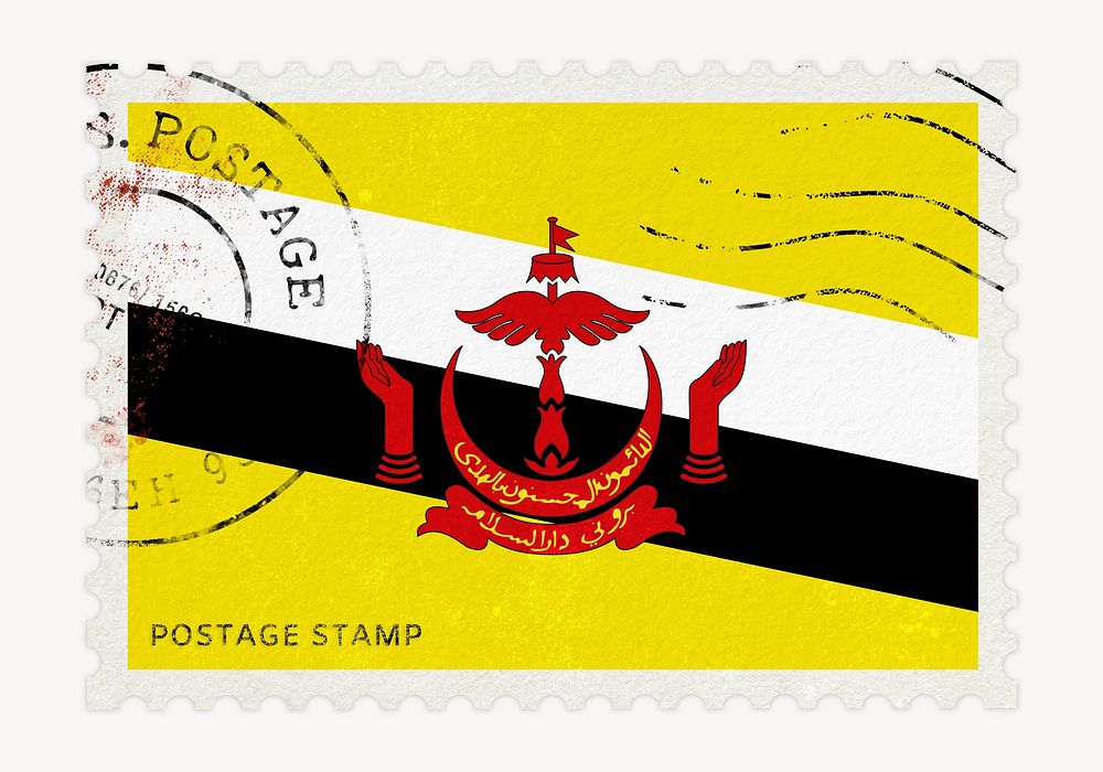 Brunei flag clipart, postage stamp