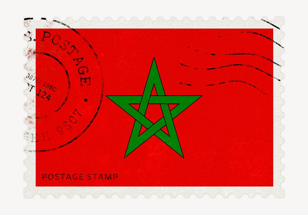 Morocco flag clipart, postage stamp