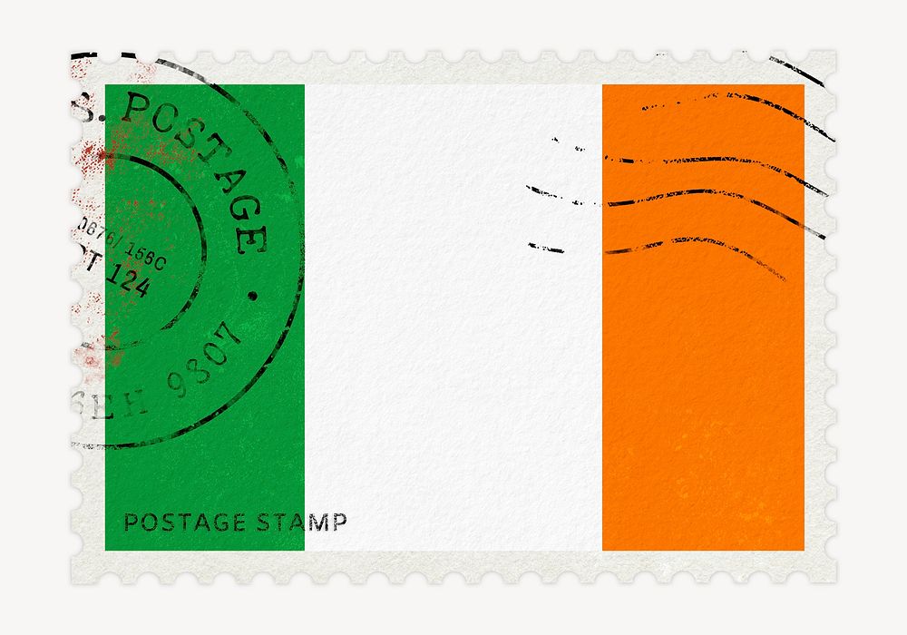 Ireland flag clipart, postage stamp