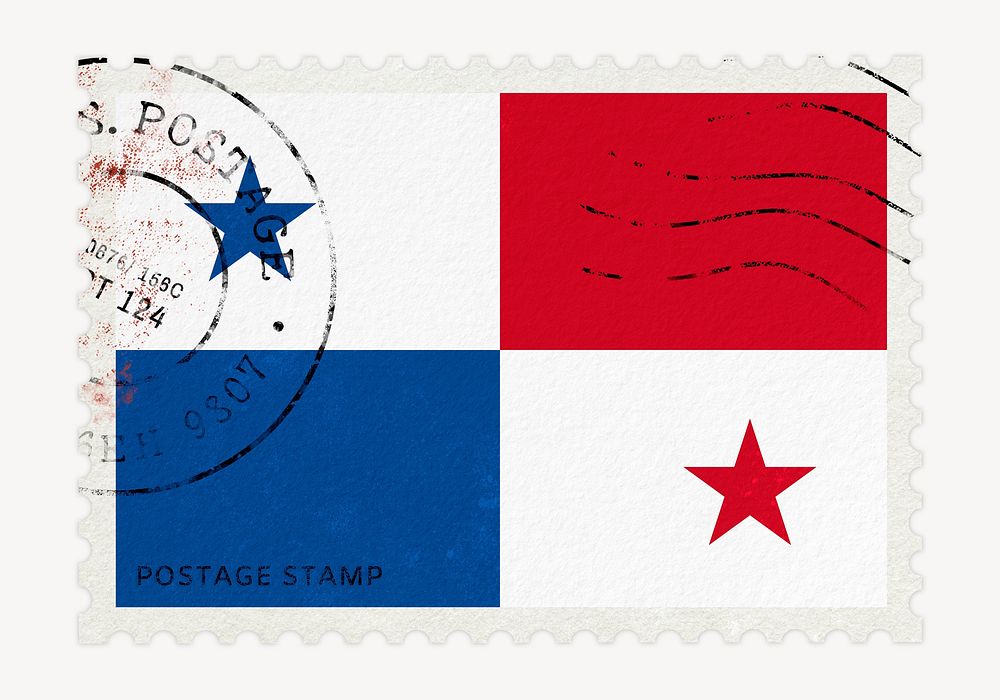 Panama flag clipart, postage stamp