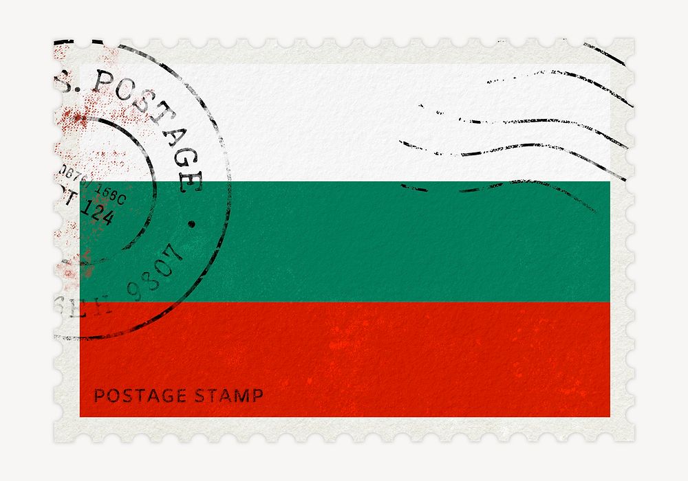 Bulgaria flag clipart, postage stamp