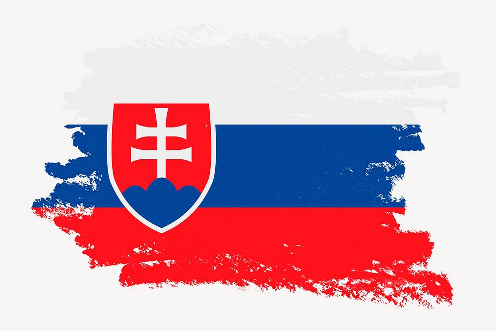 Flag of Slovakia, paint stroke design, off white background