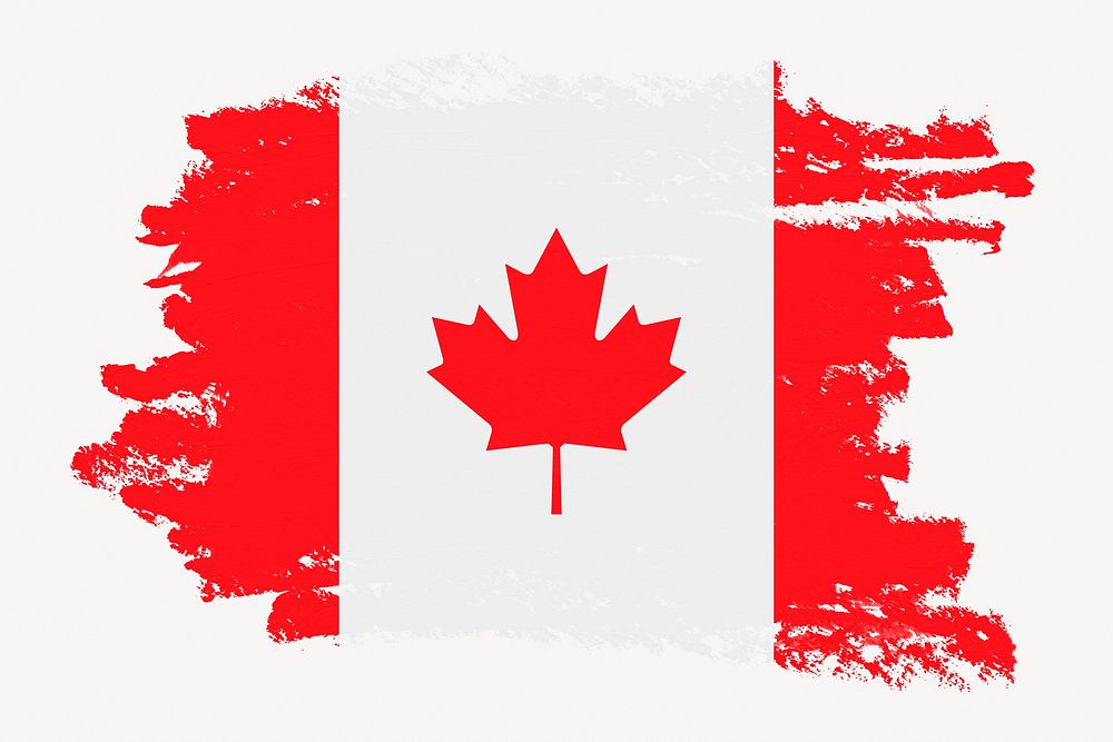 Flag of Canada, paint stroke design, off white background